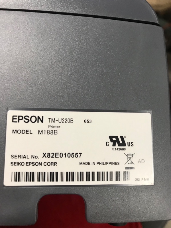 Photo 5 of Epson TM-U220B M188B POS Receipt Printer USB Interface - Red & Black Ribbon
