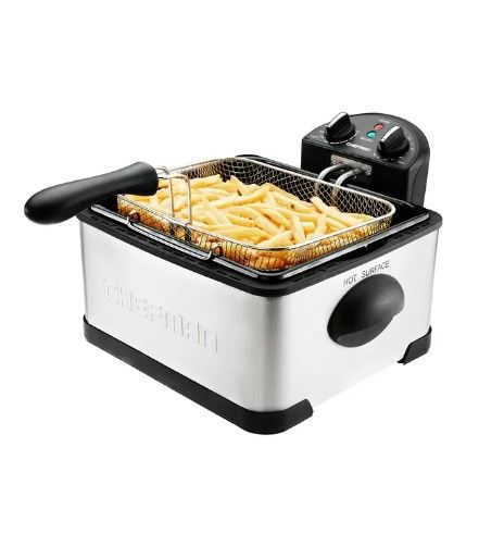 Photo 1 of Chefman Deep Fryer with Basket Strainer Perfect for Chicken, Shrimp, French Fries and More, Removable Oil Container and Rotary
