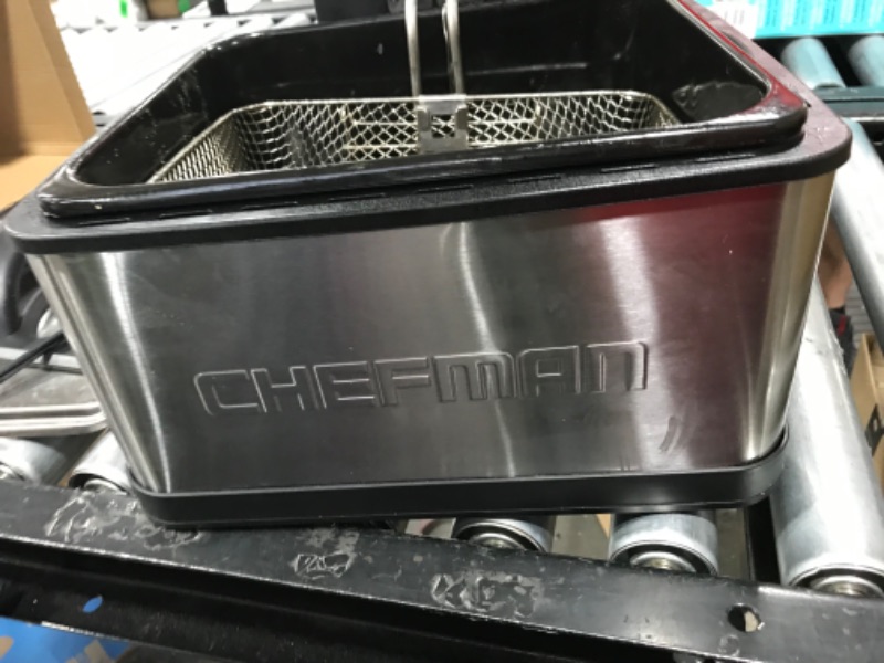 Photo 3 of Chefman Deep Fryer with Basket Strainer Perfect for Chicken, Shrimp, French Fries and More, Removable Oil Container and Rotary
