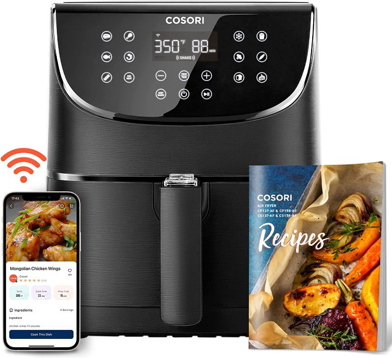 Photo 1 of COSORI Pro Smart Air Fryer 5.8QT 11-in-1 Cooking Presets (800+ Online Recipes) , APP and Touch Screen Control, Works with Alexa & Google Assistant, Dishwasher-Safe Square Basket
