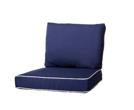 Photo 1 of 2 Piece Corded Cushion Set, Outdoor/Indoor, Navy - Sizes 24x18x3 & 24x24x6