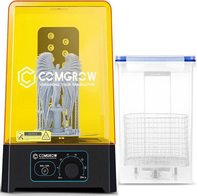 Photo 1 of COMGROW Wash and Cure Station with Large Wash Size 6.9x4.9x6.5in and Cure Size 7.1x7.9in, Washing and Curing Station for ELEGOO Mars Series ANYCUBIC Photon Series LCD/SLA/DLP Resin 3D Printer Models
