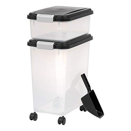 Photo 1 of (SMALL CONTAINTER ONLY!!) IRIS USA Airtight Pet Food and Treat Storage Container Combo Gray Black (500090)
