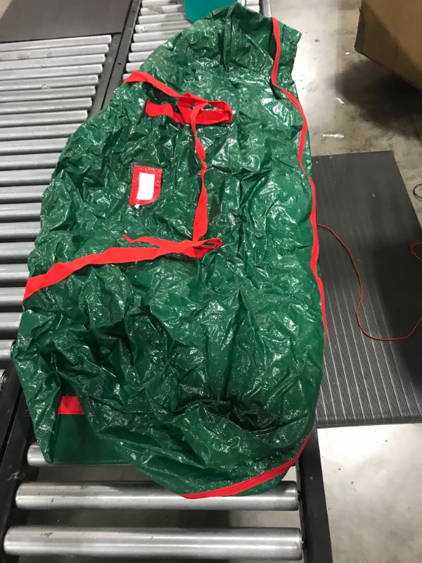 Photo 2 of ZOBER Rolling Large Christmas Tree Storage Bag - Fits Artificial Disassembled Trees, Durable Handles & Wheels for Easy Carrying and Transport - Tear/Waterproof Polyethylene Plastic Duffle Bag
