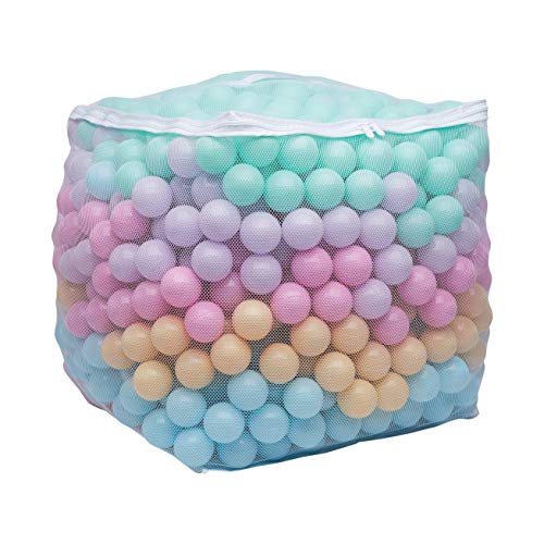 Photo 1 of Amazon Basics BPA Free Plastic Ball Pit Balls with Storage Bag, 1,000 Ct (2.3” Diameter), Pastels
