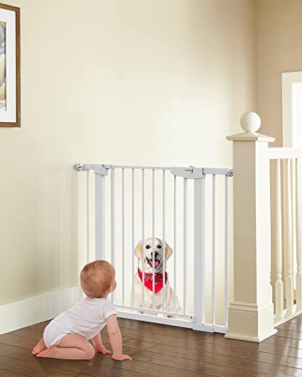 Photo 1 of Mom's Choice Awards Winner-Cumbor 29.5"-40.6" Width Pressure or Hardware Mounted Auto Close Safety Baby Gate, Durable Extra Wide Dog Gate for Stairs, Doorways, Easy Walk Thru Pet Gate for House
