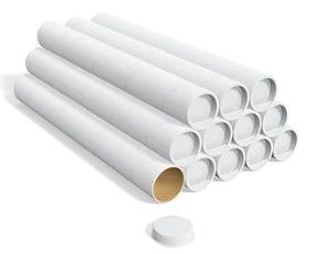 Photo 1 of 16 PACK OF WHITE MAILING TUBES WITH LIDS 38IN