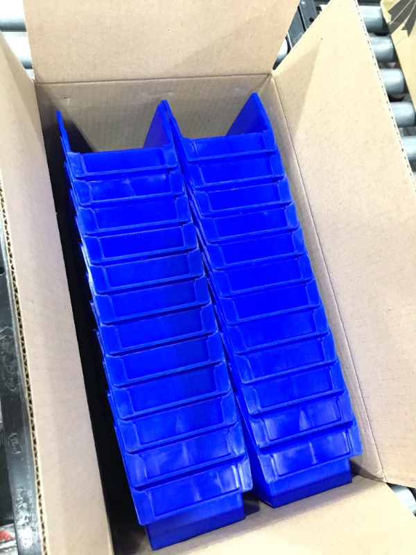 Photo 2 of AKRO-MILS Small Parts Shelf Bins - 4-1/8x11-5/8x4' - Blue, Lot of 24
