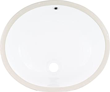 Photo 1 of 15 inch x 12 inch Oval Porcelain Ceramic Undermount Bathroom Vanity Vessel Sink, White
