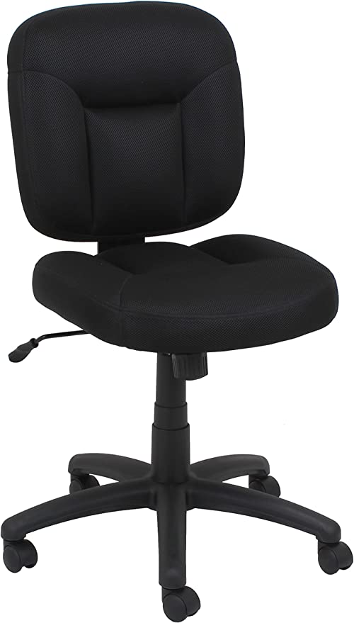 Photo 1 of Amazon Basics Upholstered, Low-Back, Adjustable, Swivel Office Desk Chair, Black
