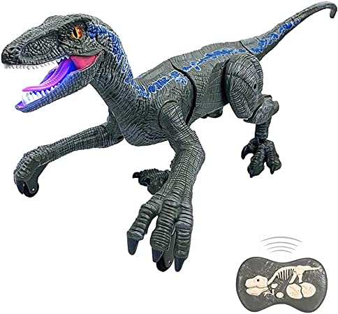 Photo 1 of GoolRC Remote Control Dinosaur for Kids, 2.4Ghz Simulation RC Dinosaur, Electronic Velociraptor Toy Walking with LED Light Up Roaring for Boys and Girls
