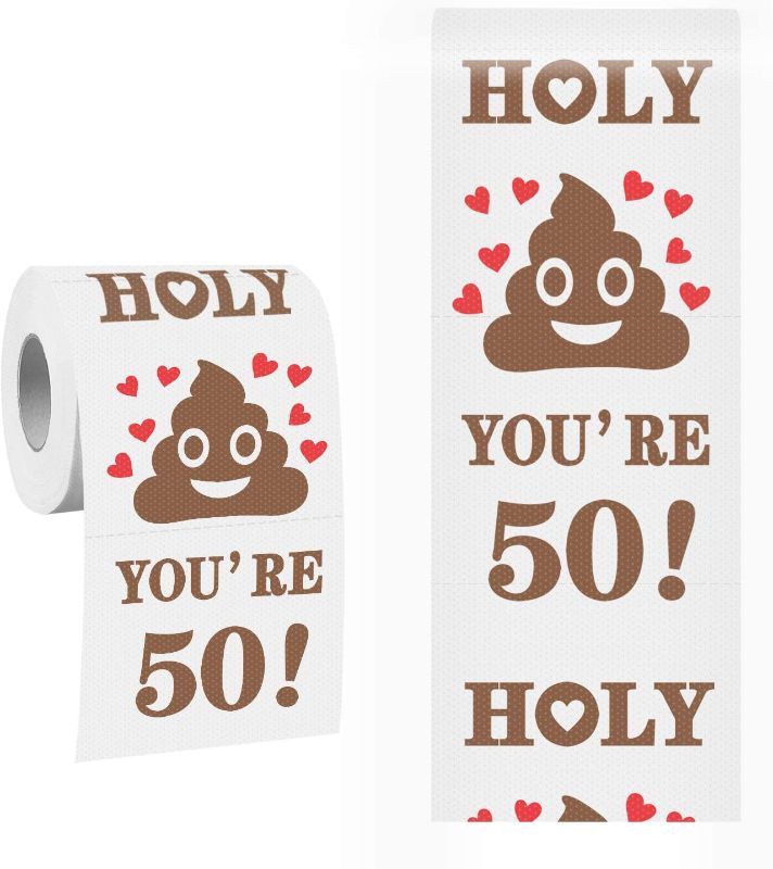 Photo 1 of 50th Birthday Toilet Paper Gift for Men and Women Roll Prank Funny 50 Birthday Gag Gift Novelty Toilet Paper Present for Family Happy 50th Birthday Party Decorations, Cheers to 50 Party Supplies.
