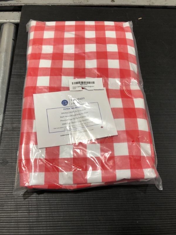 Photo 1 of 5 ft Fitted Vinyl Tablecloth for Indoor, Outdoor, Camping, RVs, Parties, Craft Tables, Children's Tables | Reusable, Waterproof, Elastic Edges | Rectangular Tables 60" long, 24" wide