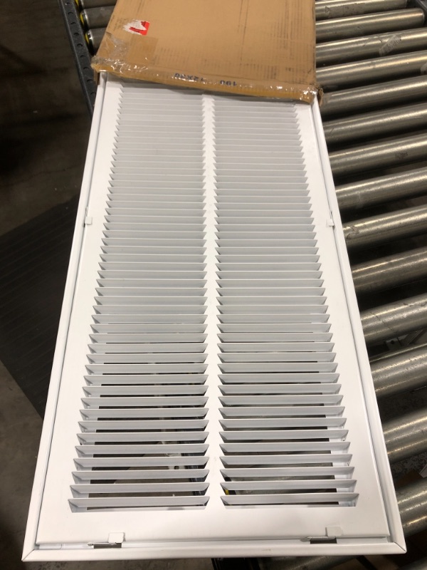Photo 2 of 12 X 30 Steel Return Air Filter Grille for 1 Filter - Fixed Hinged - Ceiling Recommended - HVAC Duct Cover - Flat Stamped Face - White