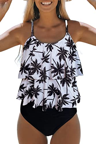 Photo 1 of Beachsissi Tankini Bathing Suit Stripe Print High Waisted Tummy Control 2 Piece Swimsuit m
