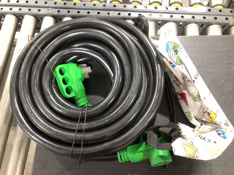 Photo 3 of RVGUARD 50 Amp 50 Foot RV Extension Cord, Heavy Duty STW Cord with LED Power Indicator and Cord Organizer, 14-50P/R Standard Plug, Green, ETL Listed 50 Feet Green 50 Amp