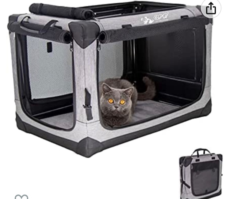 Photo 1 of Amazon Basics 3-Door Collapsible Soft-Sided Folding Soft Travel Crate Kennel, Medium