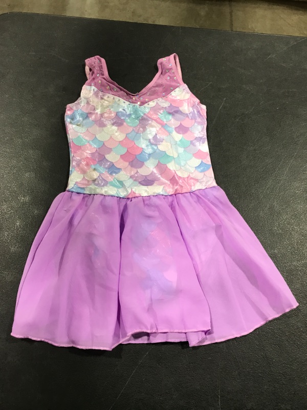 Photo 2 of Girls Gymnastics Skirted Leotards Ballet Tutu Dance Dress Mermaid Unicorn Gymnastic Skirt 130