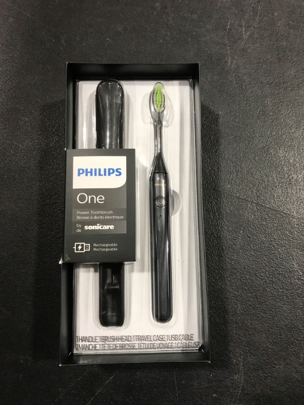 Photo 2 of Philips One by Sonicare Rechargeable Toothbrush, Shadow Black, HY1200/06
