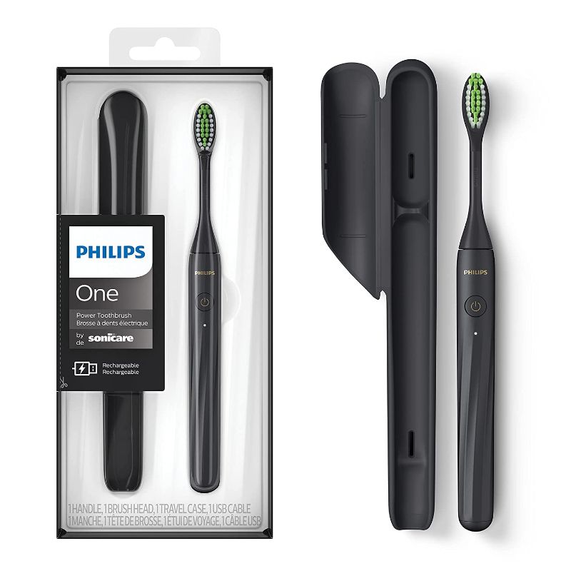 Photo 1 of Philips One by Sonicare Rechargeable Toothbrush, Shadow Black, HY1200/06
