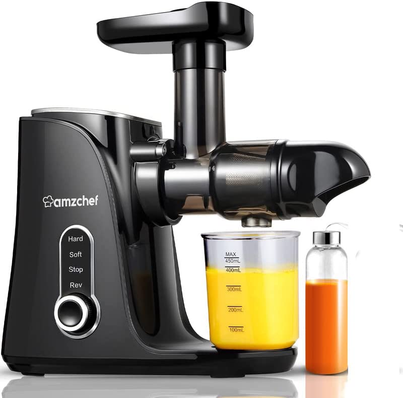 Photo 1 of Juicer Machines,AMZCHEF Slow Masticating Juicer Extractor, Cold Press Juicer with Two Speed Modes, Travel bottle(500ML),LED display, Easy to Clean Brush & Quiet Motor for Vegetables&Fruits (Black)
