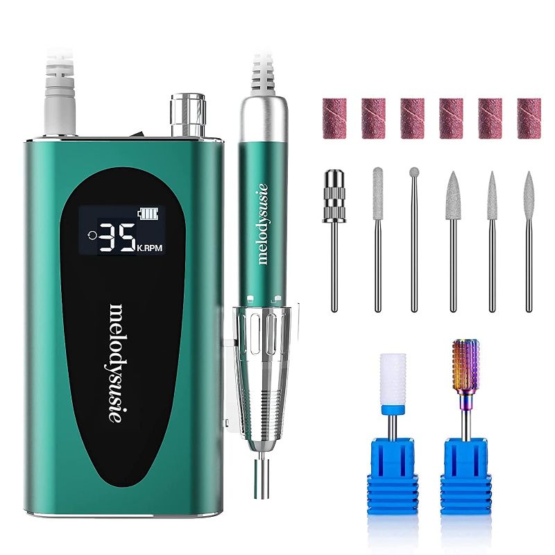 Photo 1 of MelodySusie Professional Rechargeable 35000RPM Nail Drill, Cordless Portable Electric E File for Acrylic Gel Nails, Manicure Pedicure Shape Carve Tools with Low Noise Low Heat, Sparkle Plus
