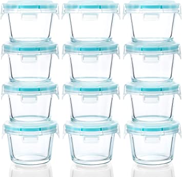Photo 1 of [12-Pack, 5oz]Mini Glass Food Storage Containers, Small Glass Jars with BPA-Free Locking Lids, Food containers, Airtight, Freezer, Microwave, Oven & Dishwasher Friendly