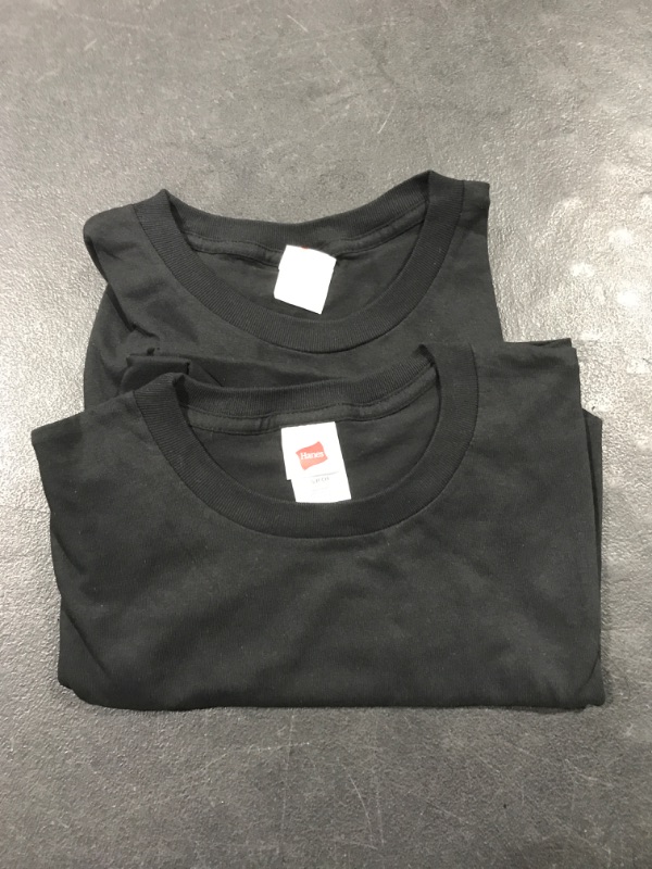 Photo 1 of 2 PACK HANES CREW NECK BLACK SHIRTS 
SIZE SMALL