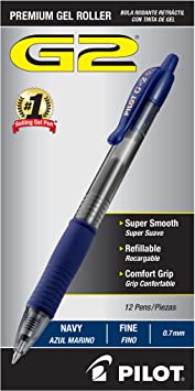 Photo 1 of PILOT G2 Premium Refillable and Retractable Rolling Ball Gel Pens, Fine Point, Navy Blue Ink, 12-Pack (31187)