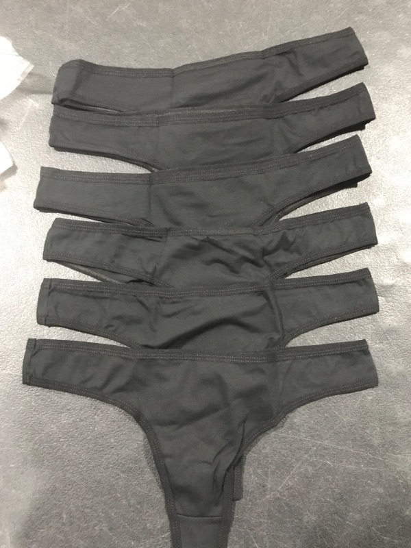 Photo 1 of 6 PACK BLACK COTTON THONG 
SIZE LARGE 