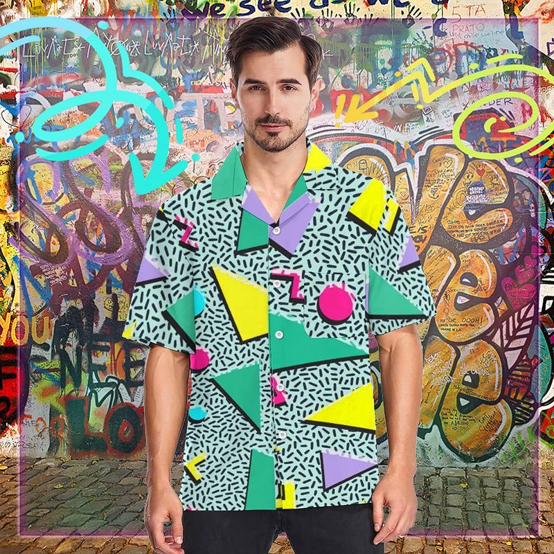 Photo 1 of 80s Shirts for Men 90s Shirts 80s 90s Hawaiian Shirt Funny Summer 90s Party Shirt Retro Button Up Shirt 80s Mens Clothing L