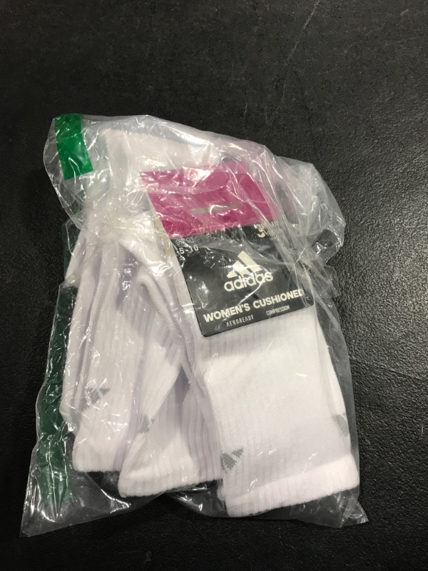 Photo 2 of adidas womens Cushioned Crew Socks (3-pair) Medium White/Clear Onix Grey