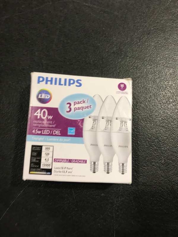 Photo 1 of 3 Pack 4.5W B12 Candelabra Base Daylight Dimmable LED Bulb