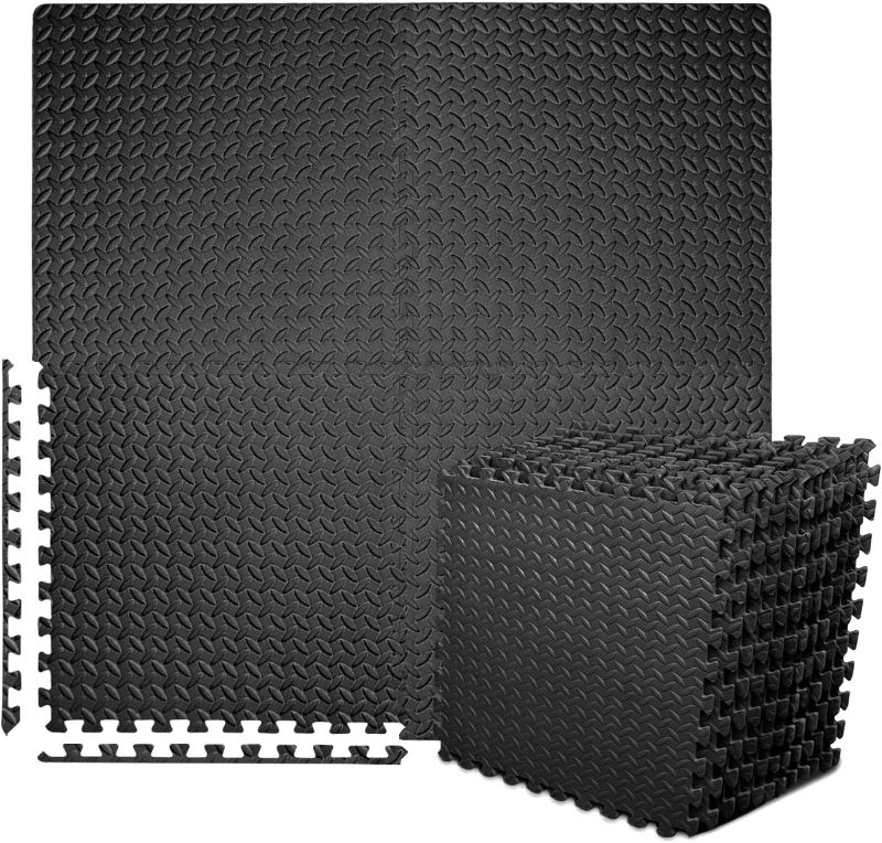 Photo 1 of BEAUTYOVO Puzzle Exercise Mat with 12/24 Tiles Interlocking Foam Gym Mats, 24'' x 24'' EVA Foam Floor Tiles, Protective Flooring Mats Interlocking for Gym Equipment
