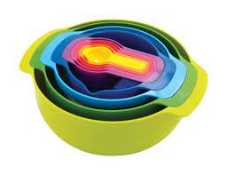 Photo 1 of  Nest 9 Nesting Bowls Set with Mixing Bowls Measuring Cups Sieve Colander, 9-Piece, Multicolored
