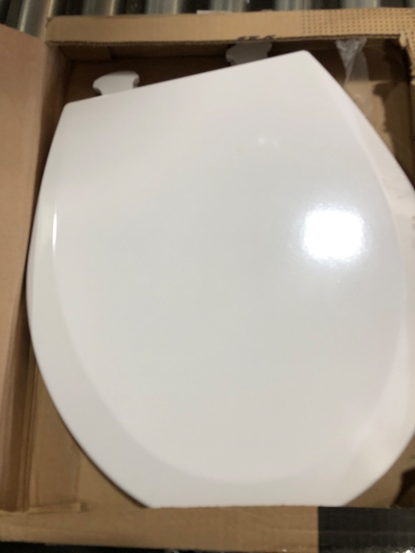 Photo 2 of BEMIS 500EC 390 Toilet Seat with Easy Clean & Change Hinges, ROUND, Durable Enameled Wood, Cotton White & Kohler K-4775-0 Brevia with Quick-Release Hinges Round-front Toilet Seat in White
