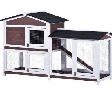 Photo 1 of 2-Tiers Wooden Small Animals House Pet Rabbit Hutch Chicken Coop with Run Play Area
