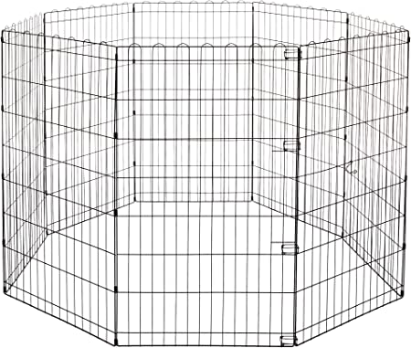 Photo 1 of Amazon Basics Foldable Metal Pet Dog Exercise Fence Pen - 60 x 60 x 42 Inches, Black
