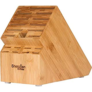 Photo 1 of 20 Slot Universal Knife Block: Shenzhen Knives Large Bamboo Wood Knife Block without Knives - Countertop Butcher Block Knife Holder and Organizer with Wide Slots for Easy Kitchen Knife Storage
