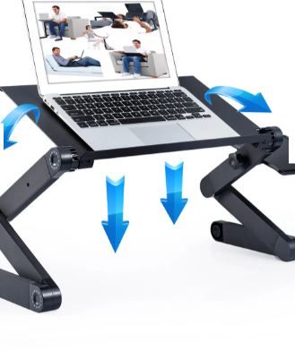 Photo 1 of ADJUSTABLE LAPTOP STAND, RAINBEAN LAPTOP DESK WITH 2 CPU COOLING USB FANS FOR BED ALUMINUM LAP WORKSTATION