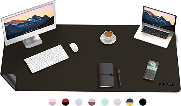 Photo 1 of Leather Desk Pad, 47.2''x17''Dual Sided Office Desk Mat, PU Leather Desk Blotter, Desk Pad Protector,Extended Mouse Pad, Waterproof Desk Writing Pad for Office and Home (Black)
