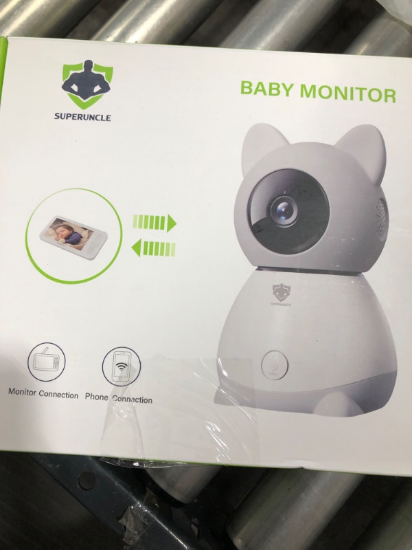 Photo 2 of  Baby Monitor, SUPERUNCLE Video Baby Monitor with 1080P Digital Camera Support Infrared Night Vision, Humiture Sensor, Audio Two Way Talk, 2.4GHz Wireless Transmission, 1000ft Range, VOX Mode (White)
