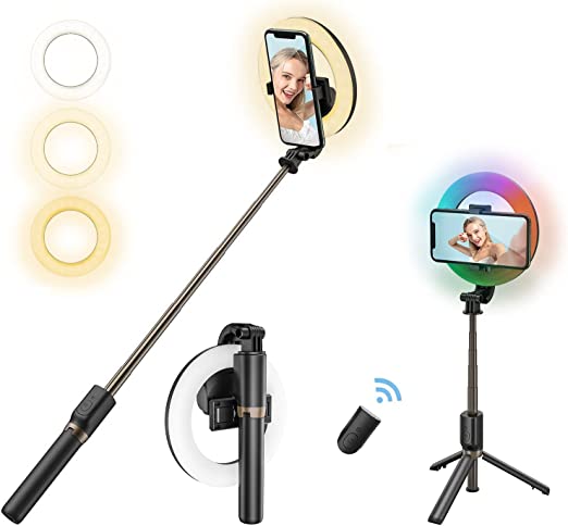 Photo 1 of Selfie Stick Tripod, Bluetooth Selfie Stick Ring Light with Tripod Stand Wireless Remote Control for Live Broadcast, for iPhone 13/13 Pro/12/11/Pro Max/Mini/XR/X/Plus/SE, Android Smartphone
