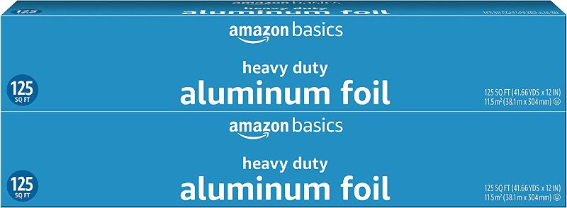 Photo 1 of Amazon Basics Heavy Duty Aluminum Foil, 125 Sq Ft, Pack of 2 (Previously Solimo)
