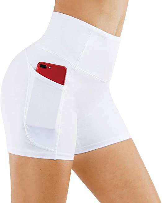 Photo 1 of YOGA SHORTS - WHITE - SIDE POCKETS - XL - 