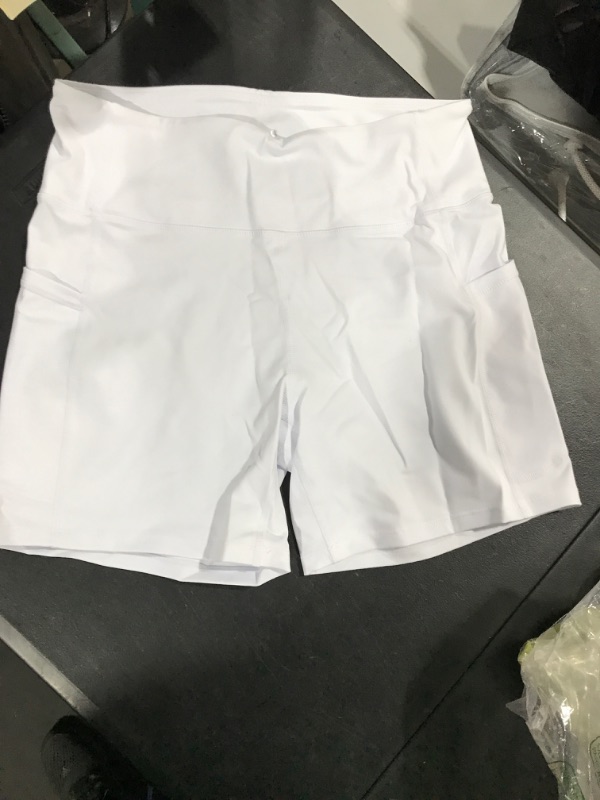 Photo 2 of YOGA SHORTS - WHITE - SIDE POCKETS - XL - 