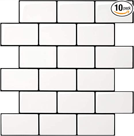 Photo 1 of Art3d Subway Tiles Peel and Stick Backsplash (10 Tiles, Thicker Design)
