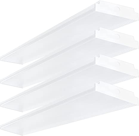 Photo 1 of ANTLUX 4FT LED Wraparound 40W Shop Lights for Garage, 4400lm, 4000K, 4 Foot Crystal LED Wrap Light, 48 Inch Integrated Linear Strip Flush Mount Office Workshop Ceiling Lighting Fixture, 4 Pack
