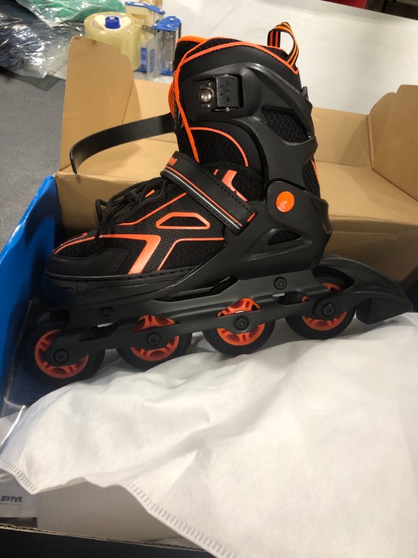 Photo 2 of 2PM SPORTS Torinx Orange/Red/Green Black Boys Adjustable Inline Skates, Fun Roller Blades for Kids, Beginner Roller Skates for Girls, Men and Ladies size 4Y-7Y large 