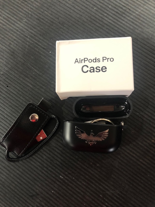 Photo 1 of Airpods Pro Case with keychain and eagle design (black and silver)